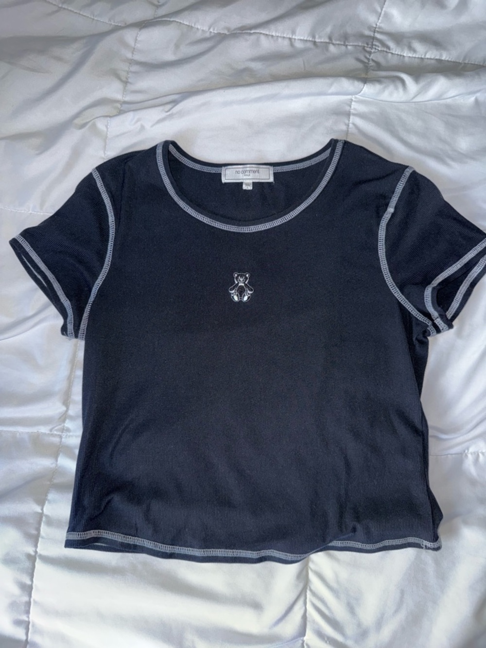 Navy Tee with Contrast Stitching and Teddy Patch